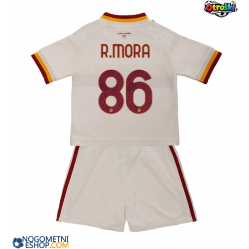 Otroški Nogometni dresi AS Roma Rodrigo Mora #86 Gostujoči 2026-27 Kratek Rokav (+ Kratke hlače)